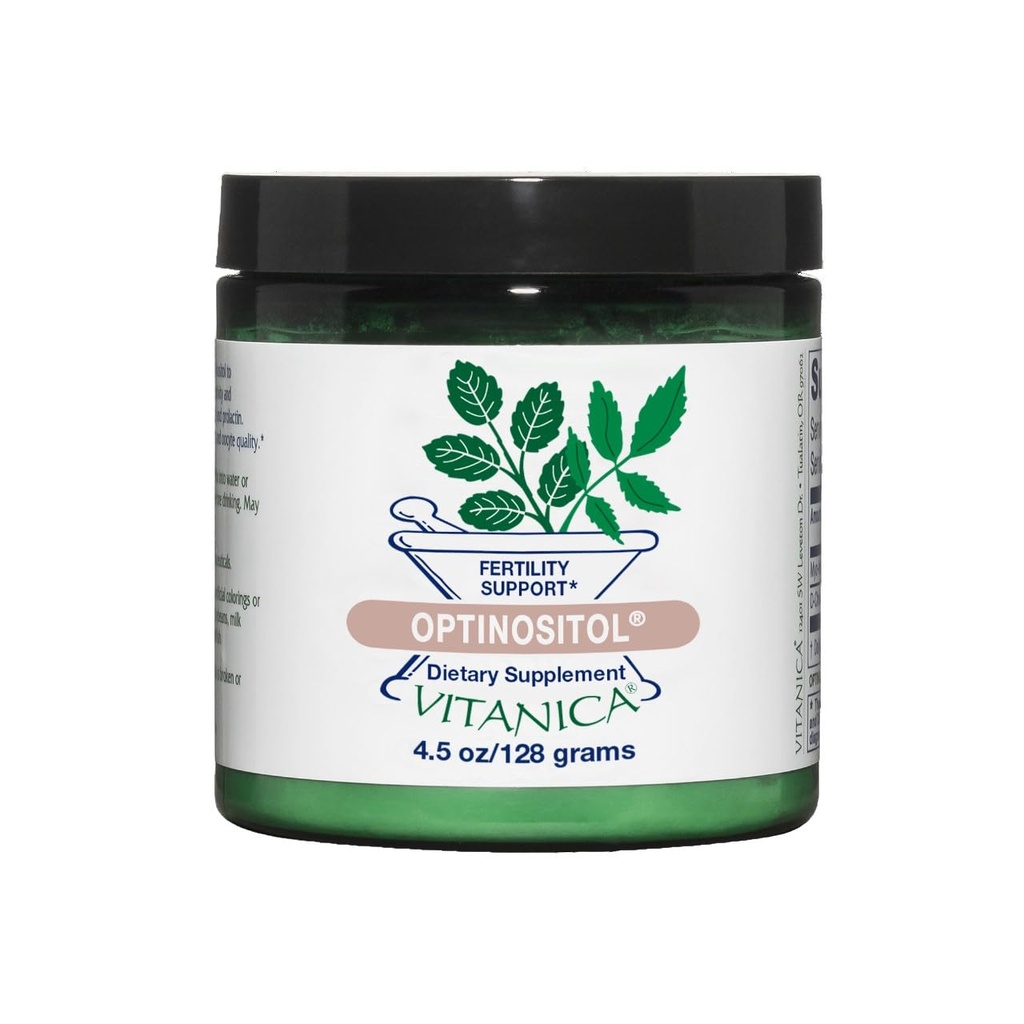 Vitanica Optinositol - Podpora ovulácie s Myo-Inozitol & D-Chiro Inozitol - Dodatok k zdraviu žien so 4000 mg Myo-Inositol Powder & 100 mg D Chiro Inositol - Pro Logo - 4.4 Oz