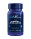 Life Extension Mega Vitamín K2 High Potency for Strong Bones, klinicky študované 45 mg K2 Dávkovanie, Podporuje zdravé kostnej hustoty, Gluten-free, non-GMO, 30 Kapsule