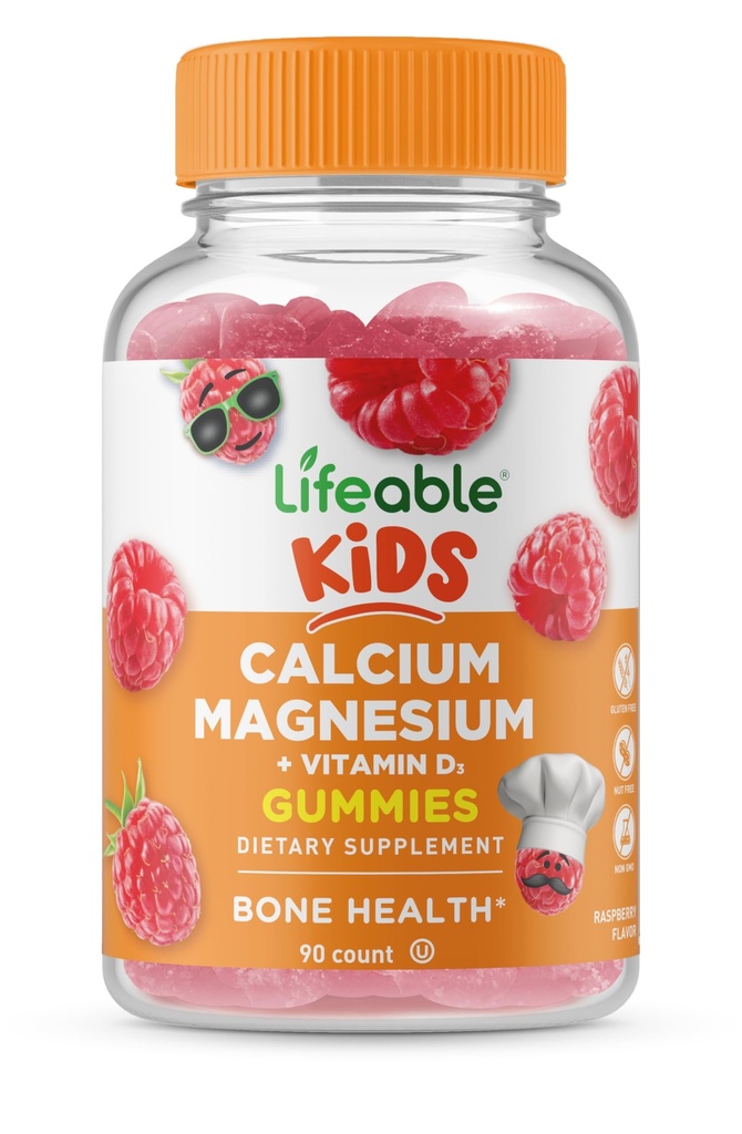Lifeable Kids Calcium Magnesium and Vitamin D Gummies | Great Tasting Kids Calcium Gummies | for Tooth and Bone Health | Bone Strength Supplements for Kids | 90 Gummies