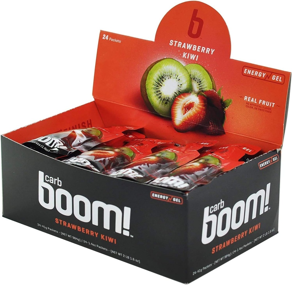 Boom Nutrition Carb Energy Gel - Ovocný cvičný gél pre cyklistiku a beh - prírodné odrody 6 Chute (2 každý) - 12 Balenie