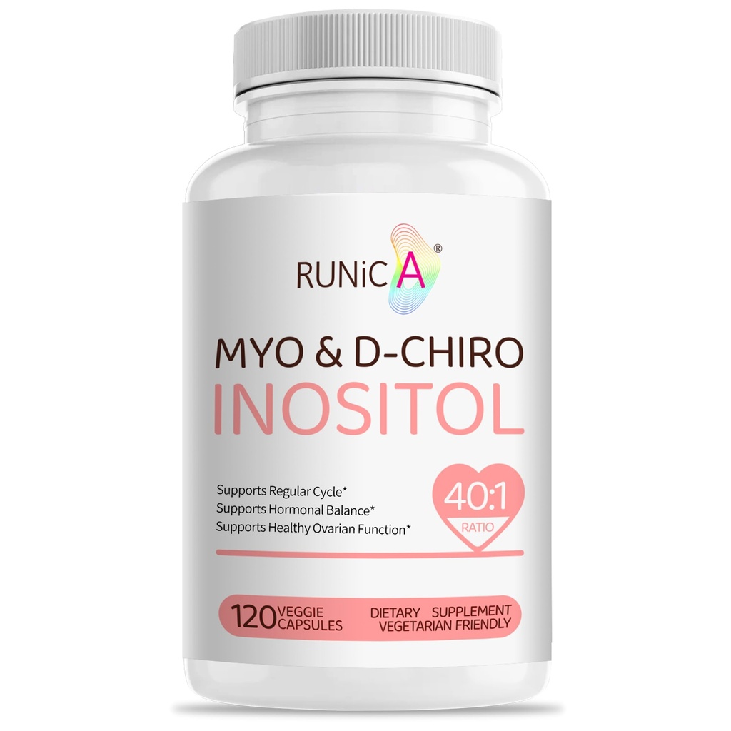 Myo-Inozitol & D-Chiro Inozitol Supplement for Women - Ideal 40:1 Ratio -Support Hormone Balance & Fertility & Ovarian Health - Vegan Powder Kapsule - 120 Kapsule 30-Day Supply