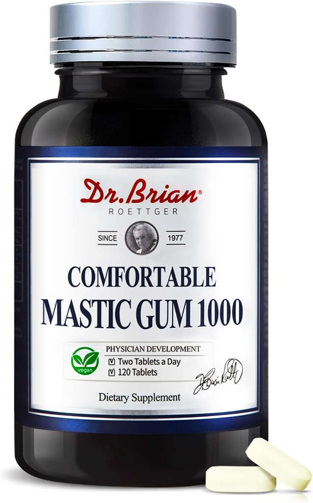 Dr. Brian Mastic Gum 1000mg Natural Formula Supporting Gastrointestinálne zdravie, Tráviace & Immune System 
