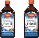 Carlson - Veľmi najjemnejší rybí olej, 1600 mg Omega-3s, Liquid Fish Oil Supplement, Norwegian Fish Oil, Wild-Caught, Udržateľne zdrojový rybí olej Tekutý, Orange, 16.91 Fl Oz (Stock of 2)