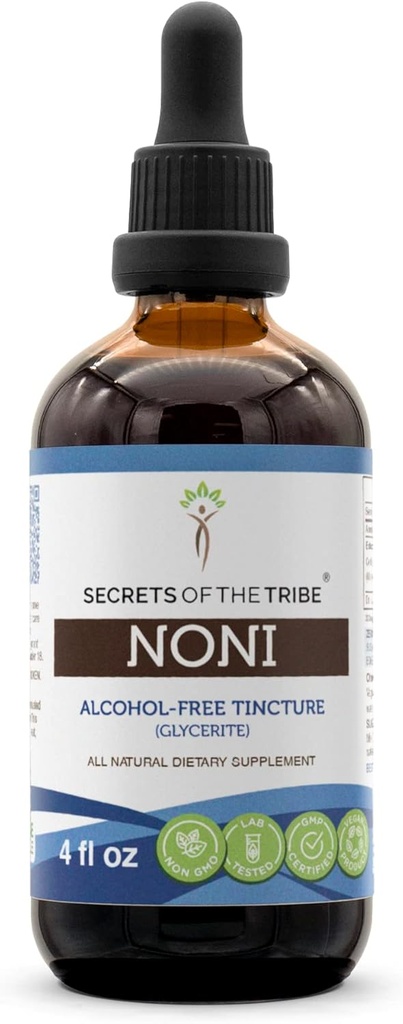 Tajomstvá tekutého extraktu bez obsahu alkoholu Tribe Noni, Noni (Morinda citrifolia) Sušené ovocie (4 FL OZ)