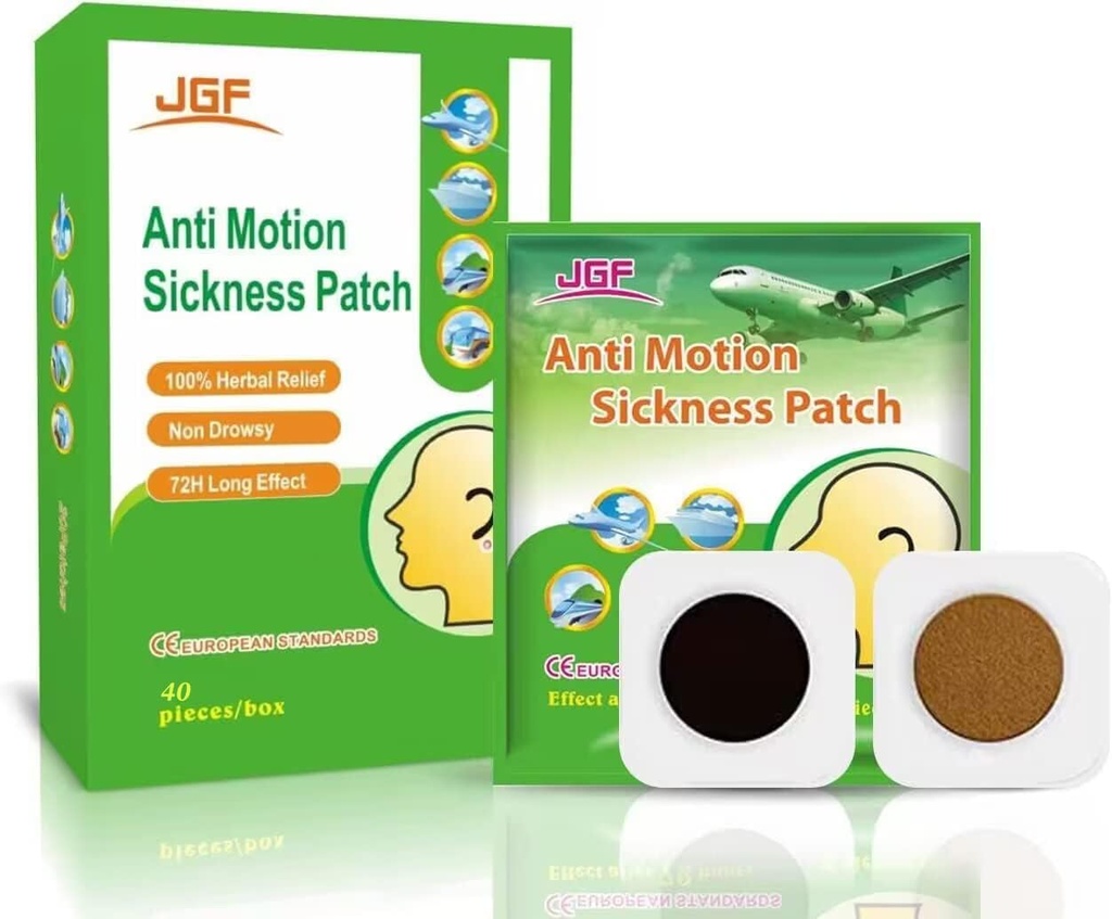 Pohybové choroby Patches pre Cruise Car, 40 Count Vodeproof Non Drowsy Travel Essentials Motion Choroba Patche pre dospelých a deti