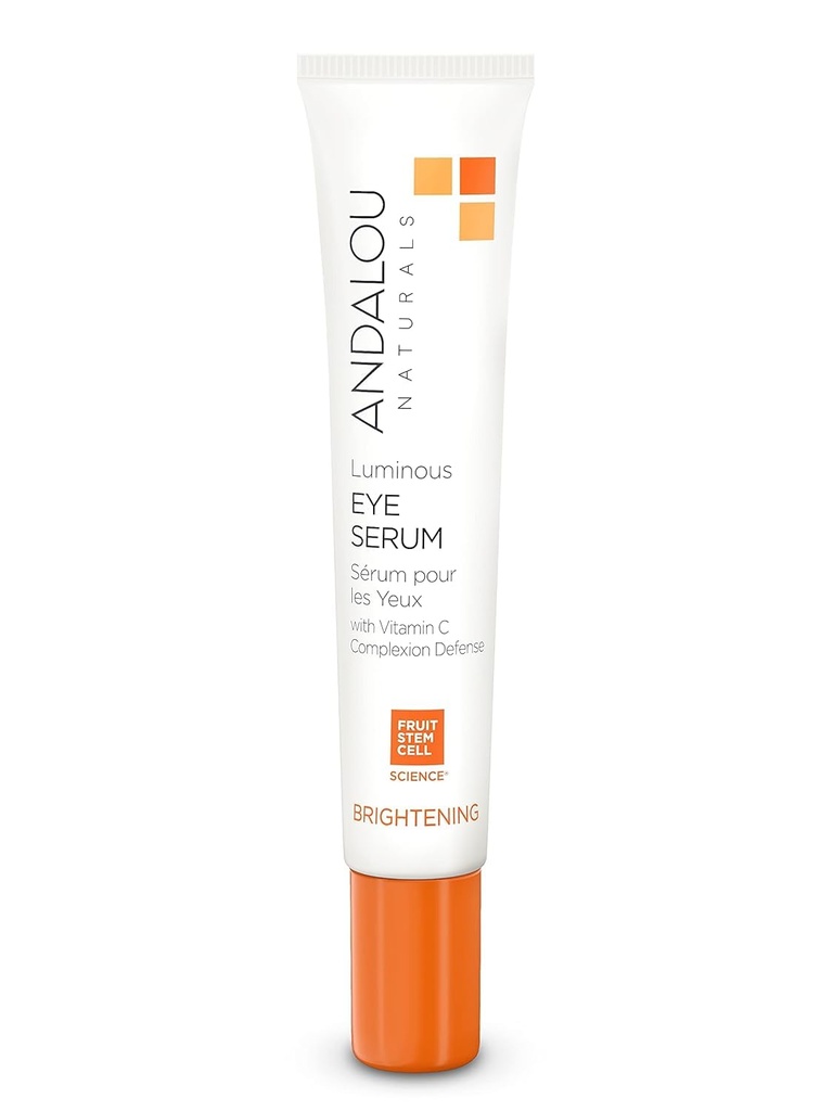 Andalou Naturals Svetelné očné sérum, Iluminating Eye Cream for Dark Circles and Puffiness, Vitamín C, kofeín & Goji Glycopeptides for a Rejuvened, Refreshed, Tighter Vzhľad, 0,6 Ounce