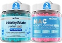 L-metylfolát 15 mg & metyl B12 Gummy + NAC Gummies, 600 mg N-Acetyl Cysteine Supplement
