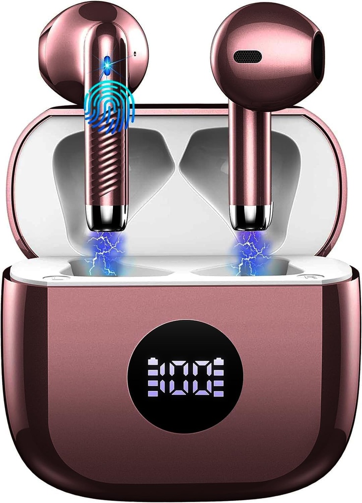 Bezdrôtové Earbuds, Bluetooth 5.4 Ušné putá LED displej slúchadlá Bass Stereo, Bluetooth Earbuds in-Ear Noise Zrušiť Mic, 40H Prehrávanie Mini Prípad IP7 Nepremokavé športové slúchadlá pre Android iOS