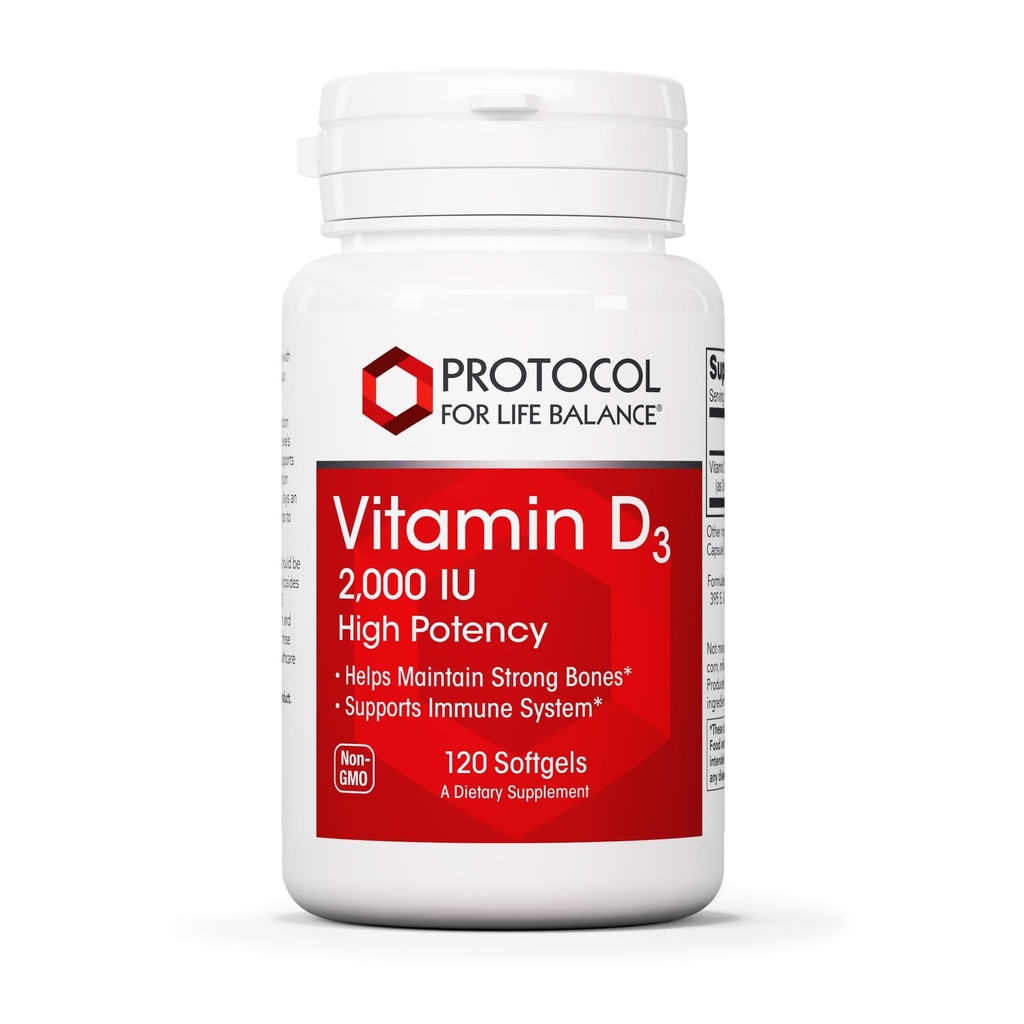 Protokol Vitamín D3 2 000 IU - Imunitná podpora, zdravé kosti a zuby - 120 Softgels