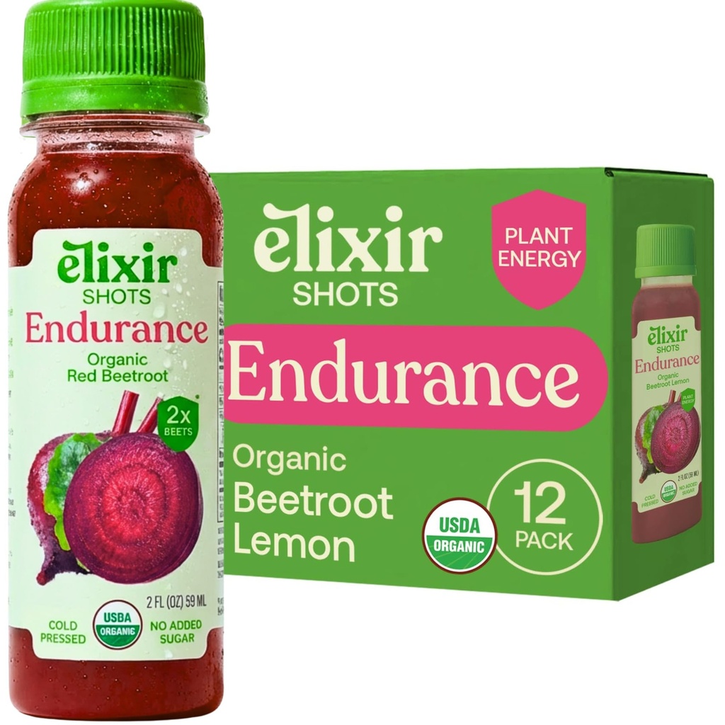 Elixír Shots, vytrvalosť & Wellness Shot s chladom-Pressed 100% organické zložky, Repa, Mrkva, zeler, citrón, Žiadne pridané cukru alebo umelé zložky, 12 Balenie