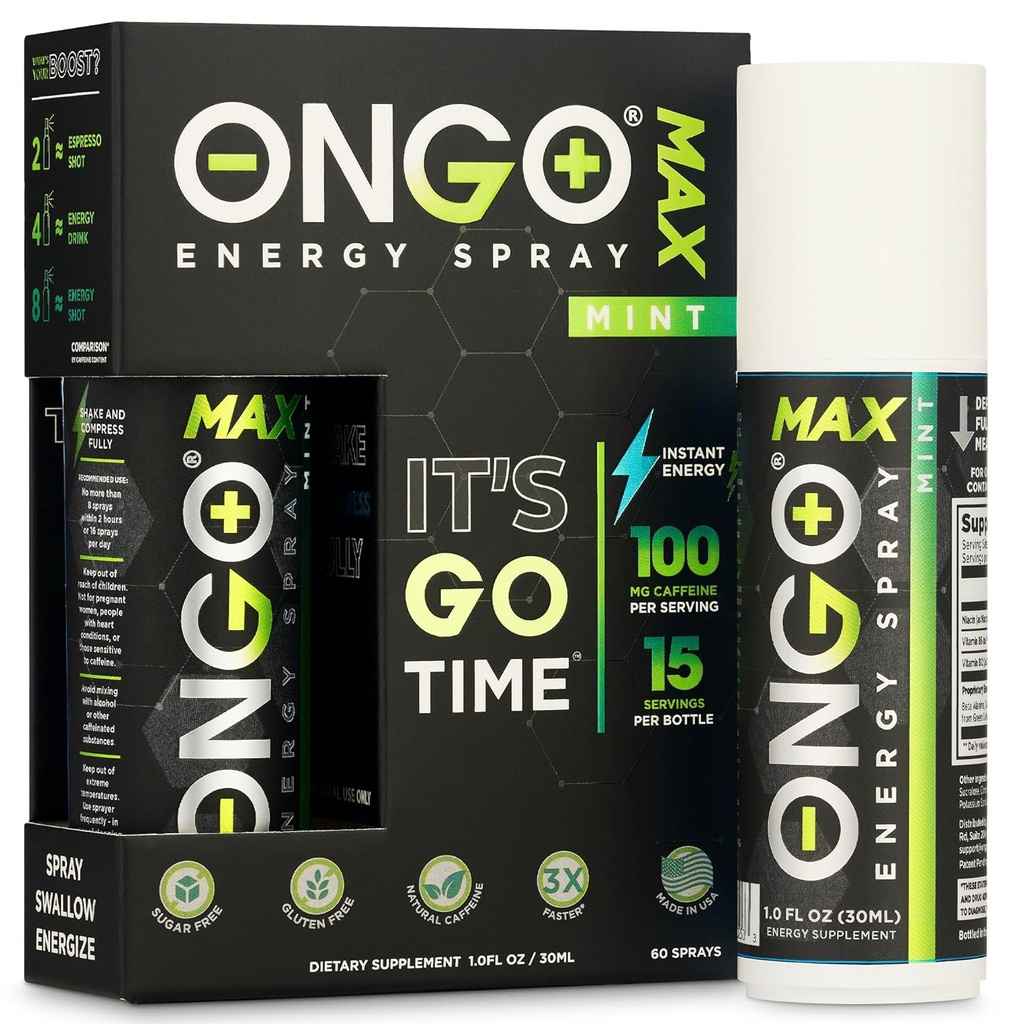OnGo Energy - Prírodný kofeín (1500mg) Instant Energy Orálny sprej 