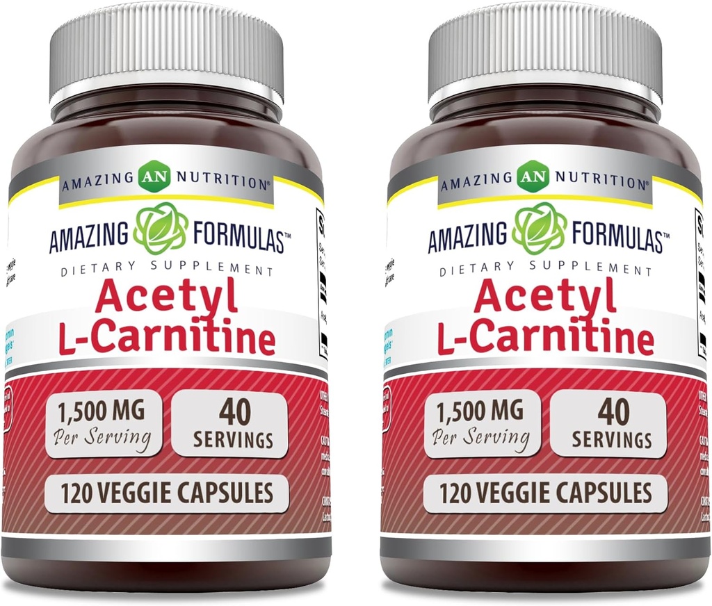 Amazing Formules Acetyl L-karnitín 1500 Mg Per Serving Veggie Capsules Supplement 