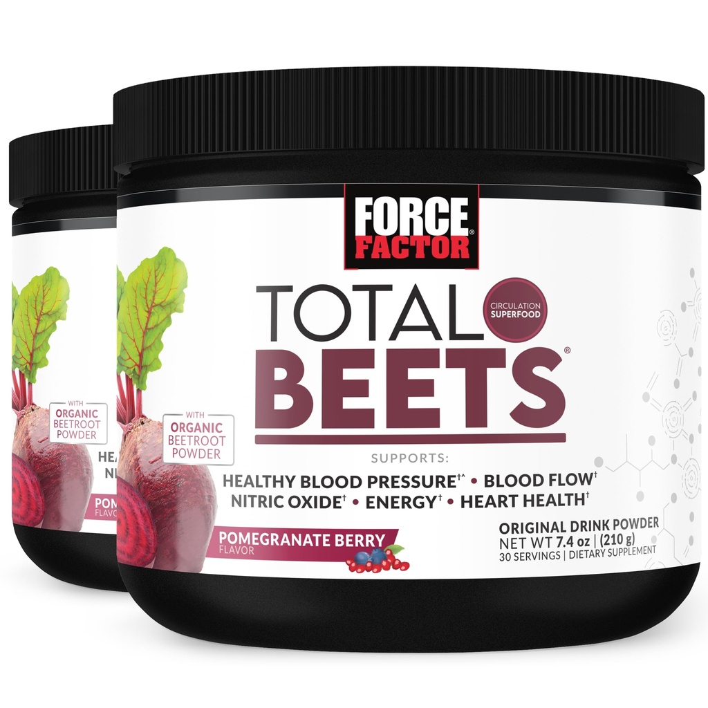 Force Factor Total Repets Drink Mix Superfood prášok s dusičnanmi na podporu cirkulácie, oxid dusnatý, energia, vytrvalosť, a vytrvalosť, Kardiovaskulárne zdravie doplnok, 60 Servisné, 2-Pack
