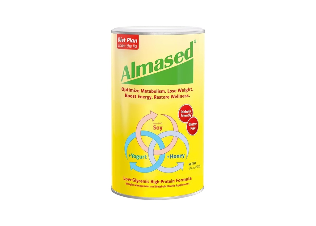 Almased Meal Replacement Shake - Low-Glycemic High Plant Base Protein Powder- Nutritional Weight Health Suplement - Original Flavor - 17.6 oz (Pack of 3)