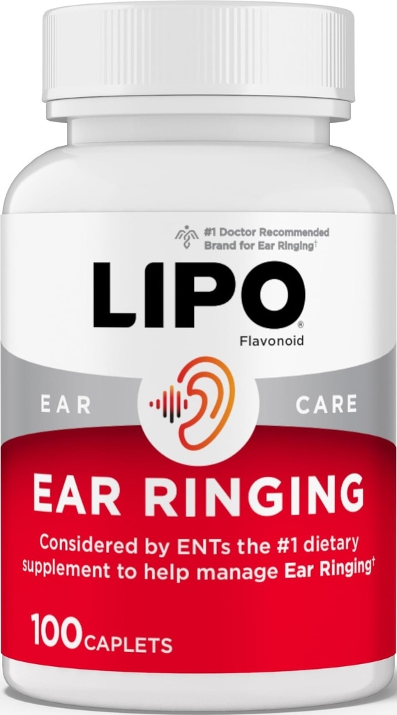 Lipo-Flavonoid Plus Tinitus Relief - Doctor-Recommmended for Ringing Ears - klinicky-Proven Lemon Bioflavonoid Complex s vitamínmi C, B1, B2, B6, B12, & Calcium - 100 Caplets