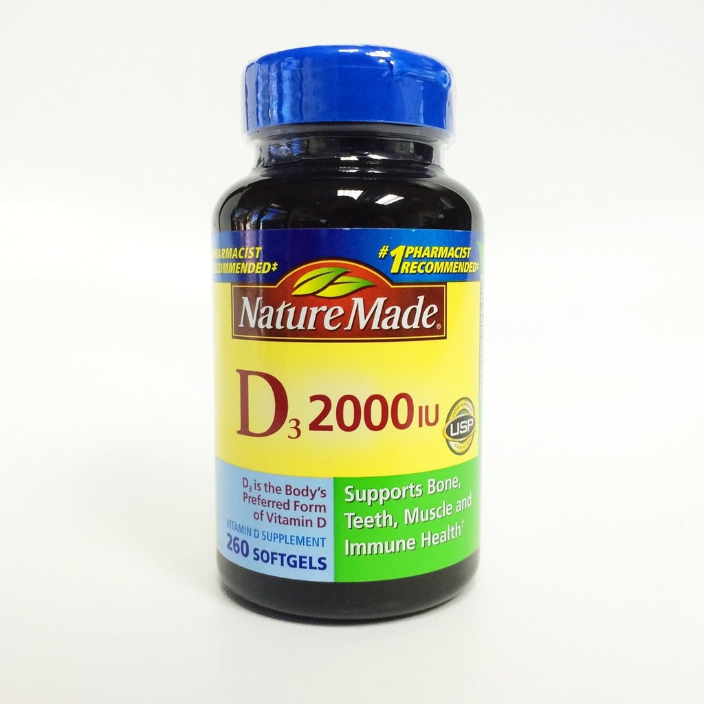 Príroda Vyrobené D3 2000 IU, 260 Softgels
