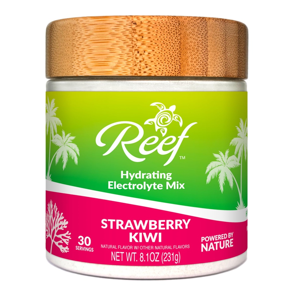 Hydrating Electrolyte Powder - Hydratácia s prírodou + skutočné ovocie - jahodový Kiwi, bez pridaného cukru, 5 Key Electrolytes + Vitamíny, Stopové minerály, non-GMO, 30 Servíry