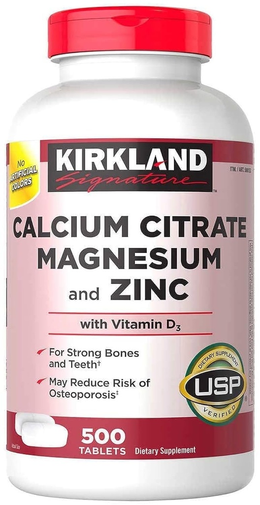 Kirkland Signature Citrát vápenatý Magnézium a zinok, 500 tabliet