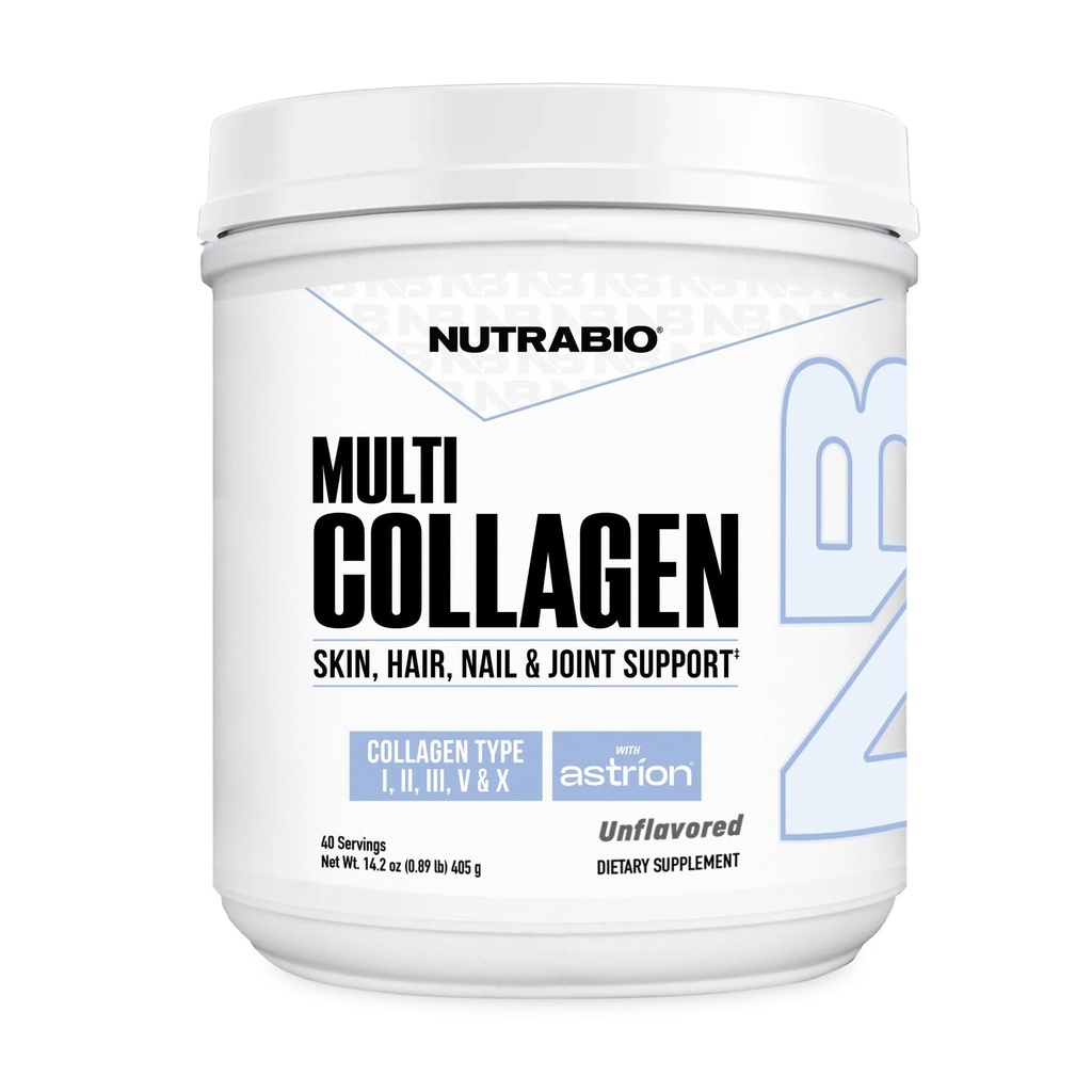 NutraBio Multikolagen Powder- Hydrolyzed Collagen Peptidy pre žiariace vlasy a trávu-Fed- kolagén Powder pre ženy a mužov- 40 Servivné