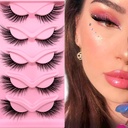 Fox Eye Lashes Wispy riasy 19mm Long Cat Eye Angel Wing Lashes Faux Mink Falošné riasy Prírodný vzhľad 5 páry balenia (XF06)