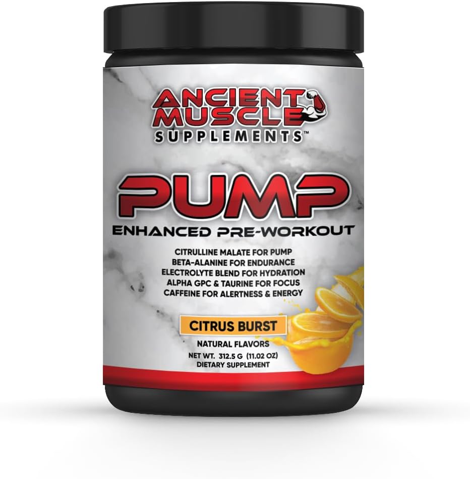 Pumpa Pre Cvičenie Supplement with Citruline Malate, Beta Alanine, Alpha GPC - Vylepšené Pump Supplement Zlepšuje energiu, Zameranie a Absorpcia - Citrus Burst Protein Powder