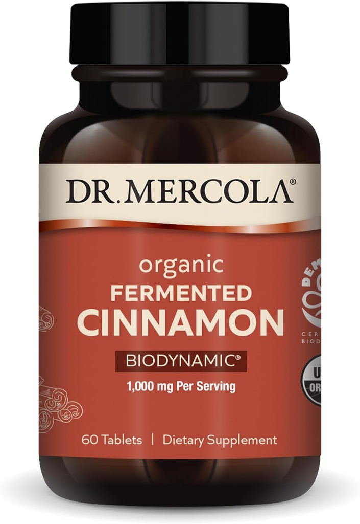 Dr. Mercola Biodynamické organické kvasené škorica - podporuje metabolické zdravie - High-Flavonoid škorica extrakt - USDA Organic, Non-GMO, Gluten-Free & Soy-Free - 90 tabliet