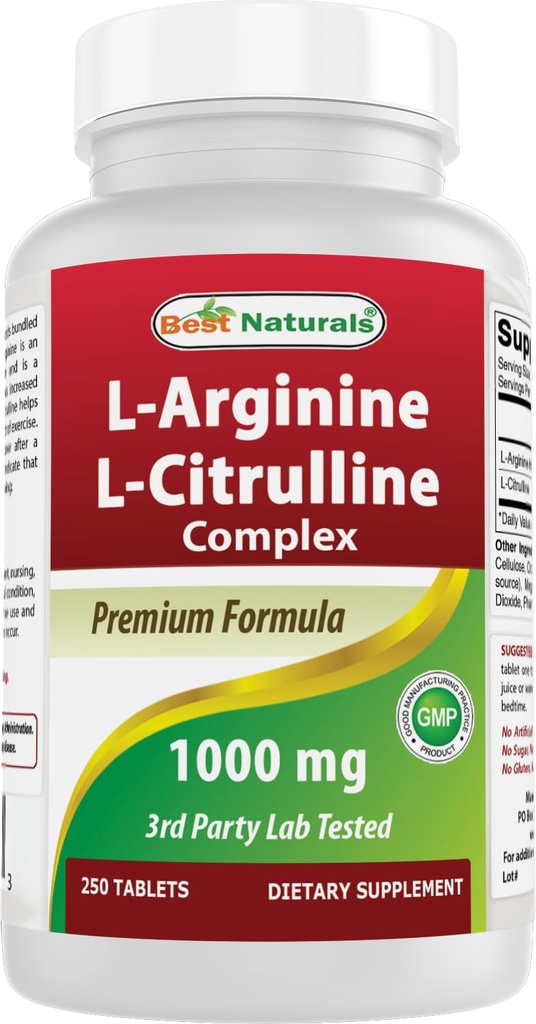 Najlepšie prírodné L-arginín L-citrulín komplex tablety, 250 Počet