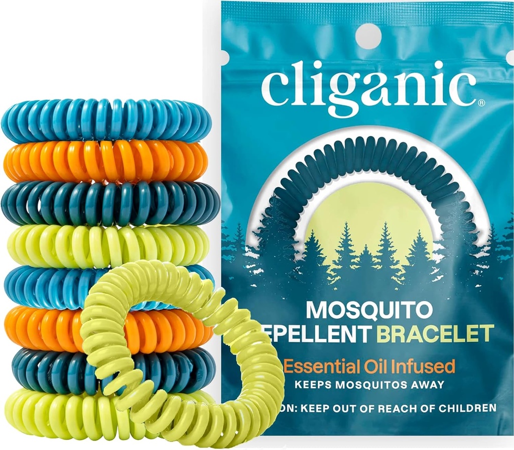 Cliganic 25 Pack Mosquito Repelent Bracelets pre dospelých a deti - Prírodné kapely bez DEET, individuálne zabalené