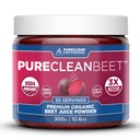 PureClean Beet Premium Beet Juice Powder - 100% Organic Nitric Oxide Support for Clinically-Proven 3X Greater Circulation, Endurance & Energy - Hrdo studená, Eco Friendly, USA - 30 Servings