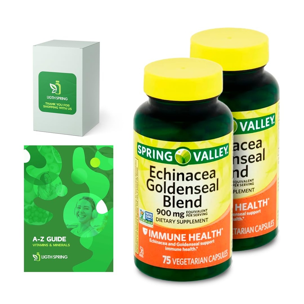 Echinacea Goldenseal Blend Dietary Supplement, 900 mg, 75 Ct Bundle s exkluzívnymi vitamínmi a minerálmi A až Z - Better Ligth&Spring Guide@ (3 položky)