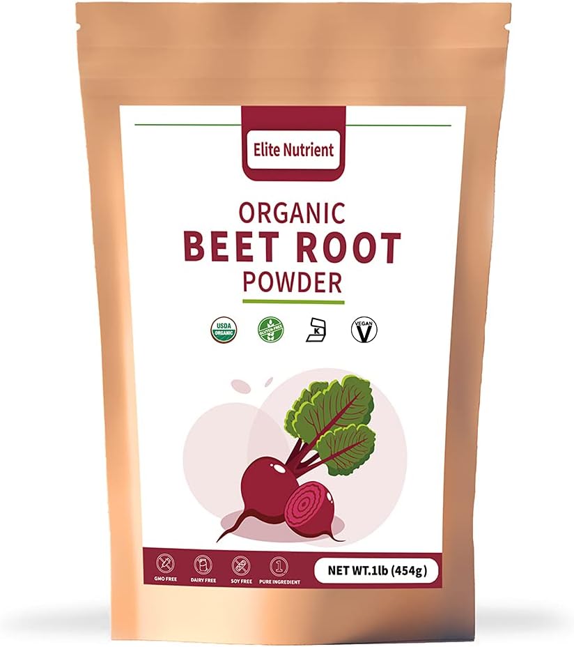 Organická repa koreňový prášok, non-GMO, lepok bez, Vegan Superfood, Oxid dusnatý posilňovač, zvýšenie vytrvalosti a zvýšenie výkonu cvičenia (16 oz.)
