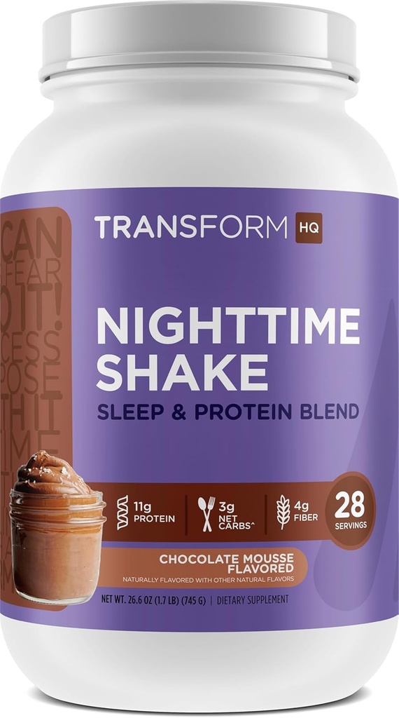 Transform HQ Nighttime Shake, spánok + Bielkovina zmes, 28 Slúži, čokoládová pena chuť
