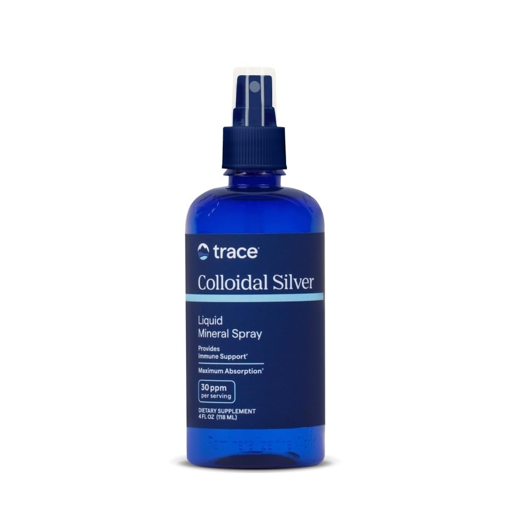 Trace Minerály Koloidné striebro Sprej - Denné Minerálne doplnok k pomoci Účinná absorpcia - Podpora Immune, Skeletal & Sleep Health - Super Oxygenated Supplement - 4 fl oz (O 118 Servings)