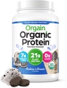 Orgain Organic Vegan Protein Powder, Cookies & Cream - 21g Plant Based Protein, 7g Prebiotic Fiber, Low Net Carb, Žiadne zložky laktózy, Žiadny pridaný cukor, Non-GMO, Pre Shakes & Smoothies, 2.03 lb