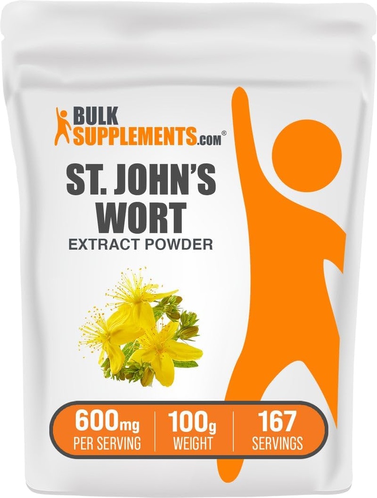BulkSupplementments.com extrakt z ľubovníka bodkovaného - St. Johns World Supplement, bylinné doplnky pre Mood - Vegan & Gluten Free, 600mg per Serving, 100g (3,5 oz) (Pack of 1)