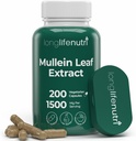 LongLifeNutri Mullein Leaf 1500mg 10:1 Extract - 200 Vegetariánske kapsule, z organickej Mullein Leaf Powder, bylinné doplnky pre respiračnú starostlivosť, 2-Month Supply, Non-GMO, GMP Certified, Made in USA