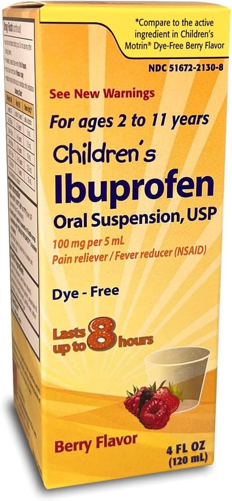 Taro Detská ibuprofén perorálna suspenzia 100 mg v 5 ml, 4 Fl Oz, úľava od bolesti a horúčka Redukcia pre veky 2-11 rokov, bez farbív, Berry chuť
