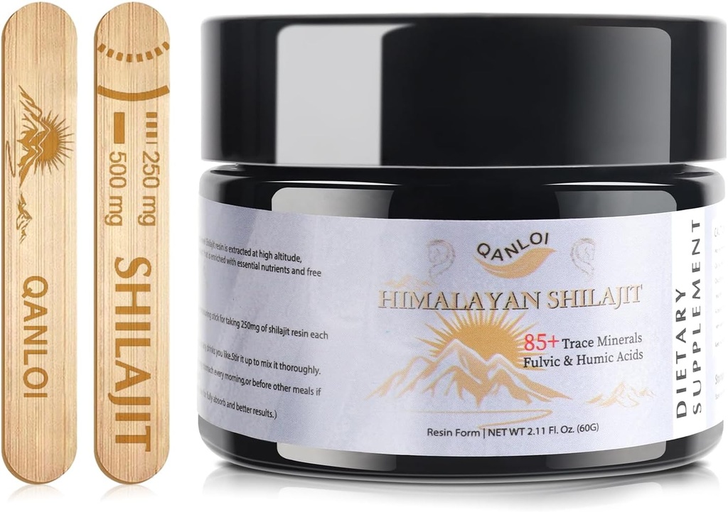 Shilajit pre mužov-Natural Shilajit Resin s Humic a Fulvic Acid Supplement, Himalayan Shilajit Resin-120 Serving/60g (500mg)