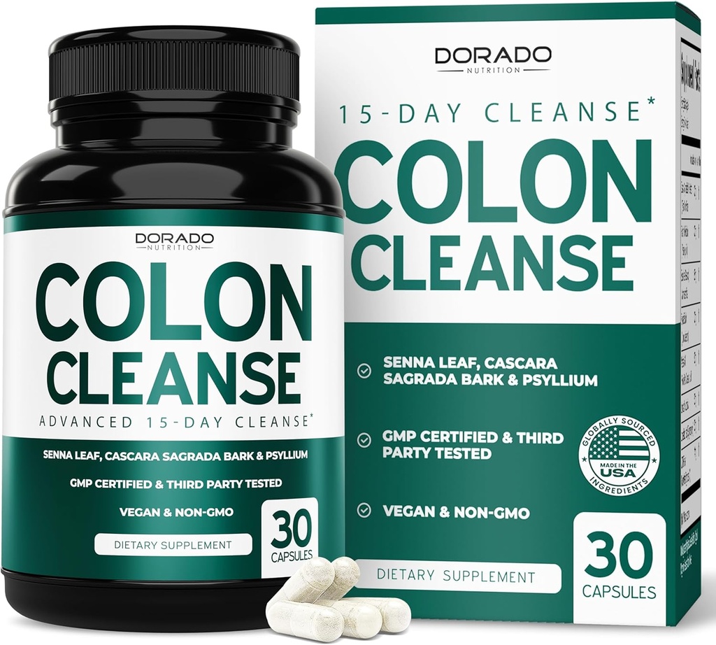Colon Cleans & Detox 15 Day Gut Cleans (30 Gróf) Intestinálne Čistiace pilulky a probiotiká pre nežné laxatívum a úľavu od čriev pre žalúdočné výplachy - Tretia strana testované, Vegan, non-GMO - Made in USA
