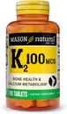 MASON prírodný vitamín K2 100 μg s vápnikom, podporuje kosti, srdce a svalové zdravie, 100 tabliet