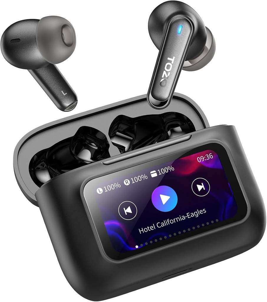 TOZO ColorPody Bezdrôtové Earbuds s dotykovou obrazovkou Aktívny zvuk Zrušenie Ušné Budy 4 Mics ENC Clear Call Deep Bass in Ear Bluetooth 5.4 Slúchadlá Long Playtime IPX6 Nepremokavé 32 EQ cez APP