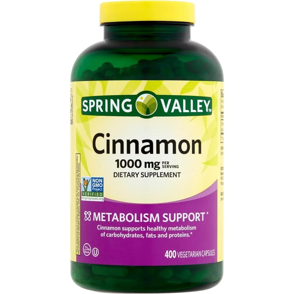 Jar Valley Škorica Dietary Supplement, 1000 mg, 400 Vegetariánske kapsule - Podpora metabolizmu. Vrátane Stickera.