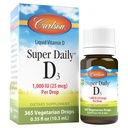 Carlson - Super Daily D3, vitamín D kvapky, 1 000 IU (25 μg) na kvapku, 1-ročná zásoba, vitamín D3 kvapaliny, srdce a imunitné zdravie, vegetariánske, tekuté vitamín D3 kvapky, bez príchute, 365 kvapky