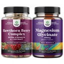 Prírody Remeslo Bundle extra sily Hawthorn Berry Kapsule - Extra Digestion and Heart Health Supplement and Pure Magnézium Glycinate 400mg per Serving for Mood Sleep and Relaxation