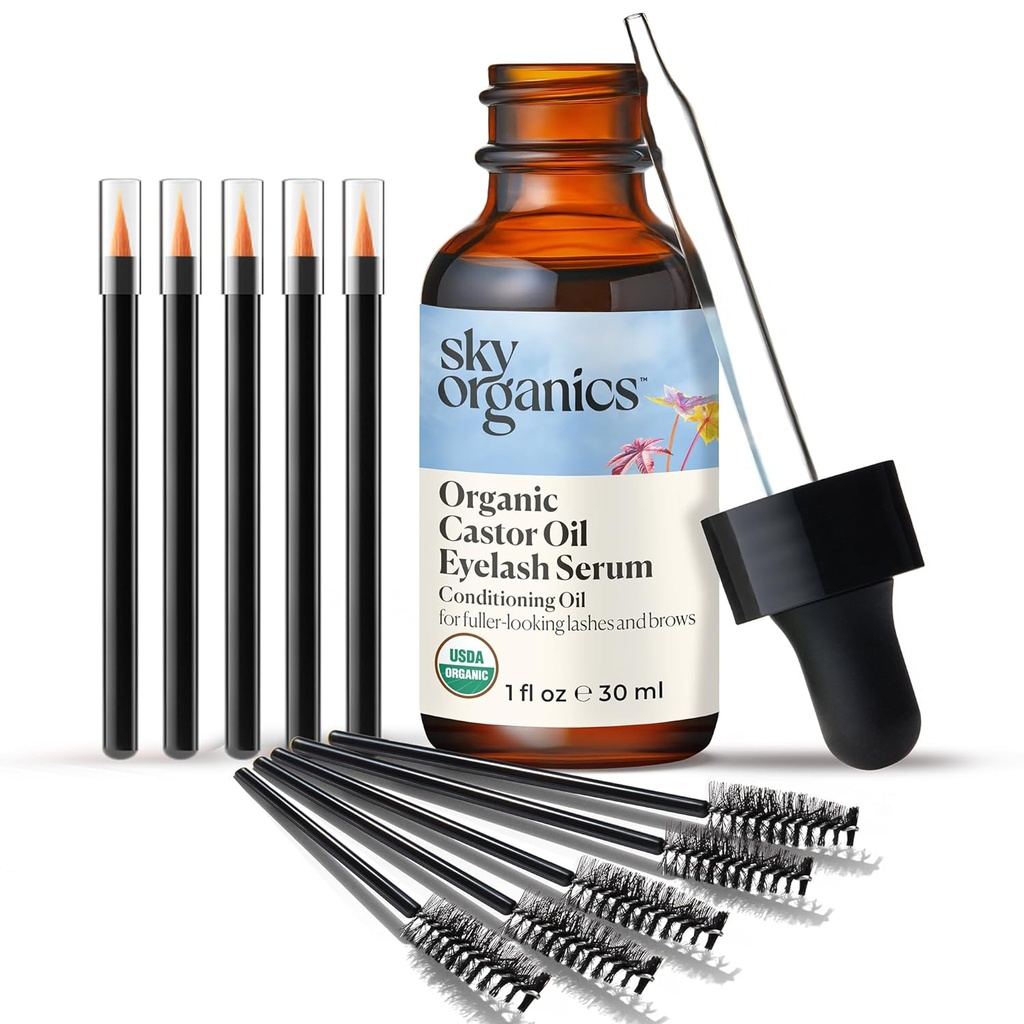 Sky Organics Organic Castor Oil Ecularash & Brow Serum, Hexane-Free Conditioning Oil, ktorý podporuje plnšie vyzerajúce Lashes & Eye Brows, 100% Pure & Cold-Pressed 1 fl. Oz. / 30 ml w ebook