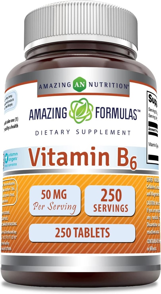 Amazing Formulates Vitamín B6 Pyridoxín 50mg 250 Tablety Doplnok 
