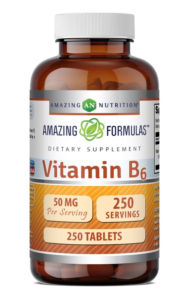 Amazing Formulates Vitamín B6 Pyridoxín 50mg 250 Tablety Doplnok 