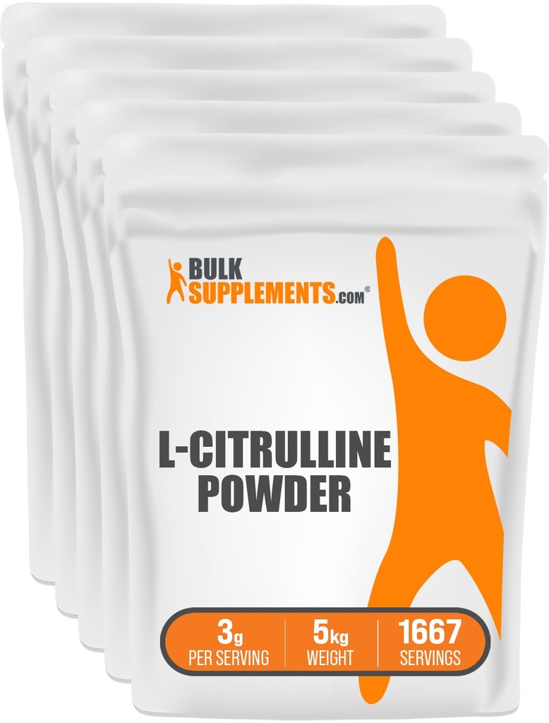 BulkSupplementments.com L-Citrulín prášok - Citrulín doplnok, Oxid dusnatý doplnok - Neochutené a bez lepidla - 3g na porcie, 1kg (Pack of 5) (11 lbs)