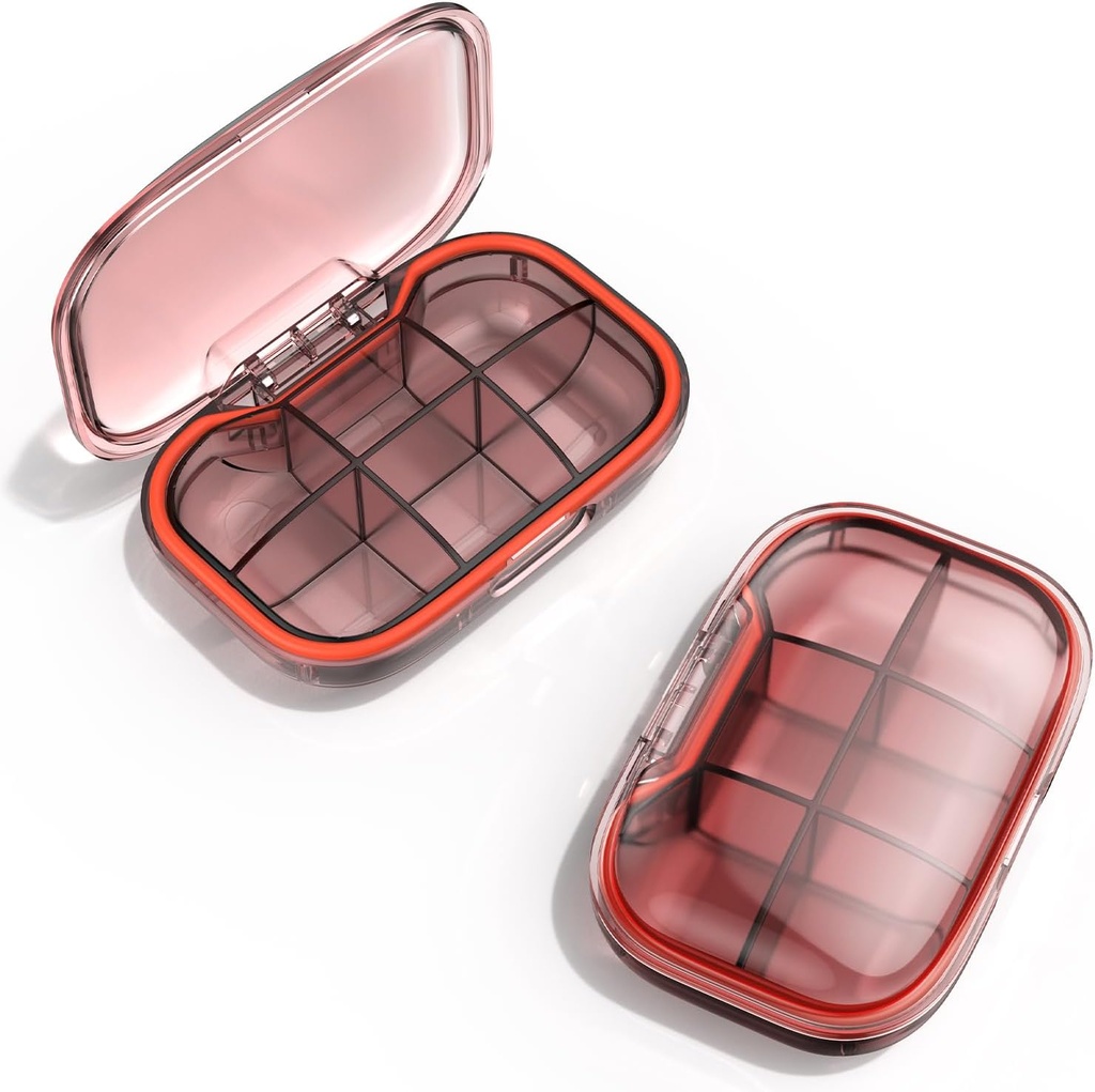 6 Compartment Travel Pill Box, pilulky Organizátor dôkaz vlhkosti Pill prípad, Malá pilulka pre vreckové Purse, Denná prenosná medicína vitamín Box, Rybí olej Box, doplnok Box [Orange]