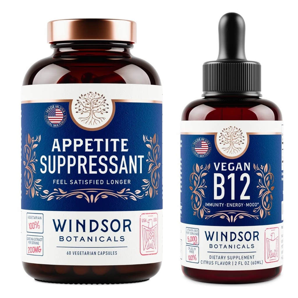WINTenderR BOTANICALS Apppetite Supressant for Weight Loss and Vegan B12 Liquid Bundle